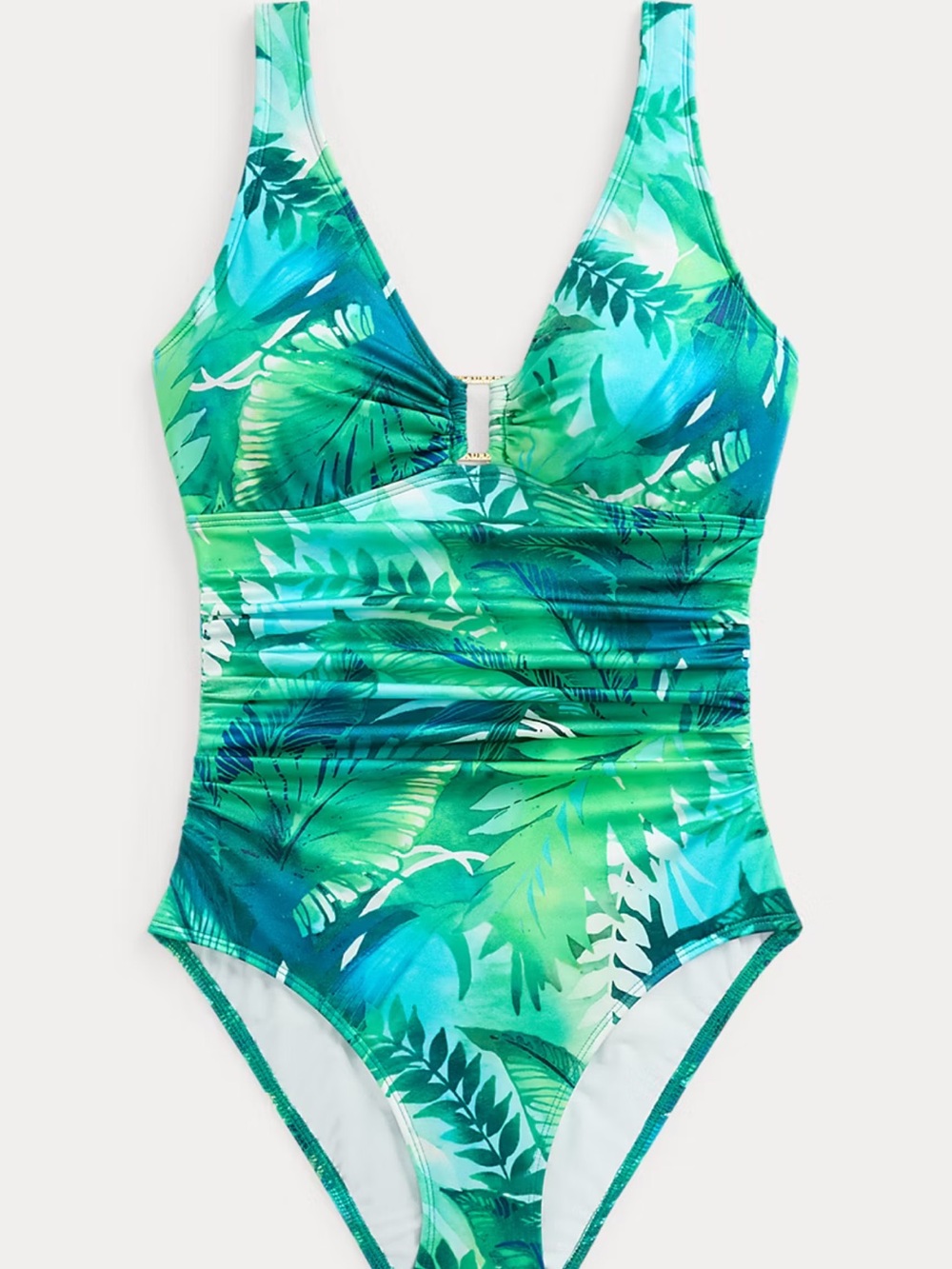 Ralph Lauren Print Shirred Ring-Front One-Piece